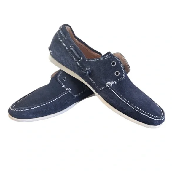 John varvatos blue slip on laceless boat shoes 11.5