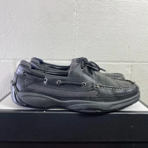 Sperry Top Sider 0773507 Black Leather Boat Shoes 2 Eye Men's Size 11 M