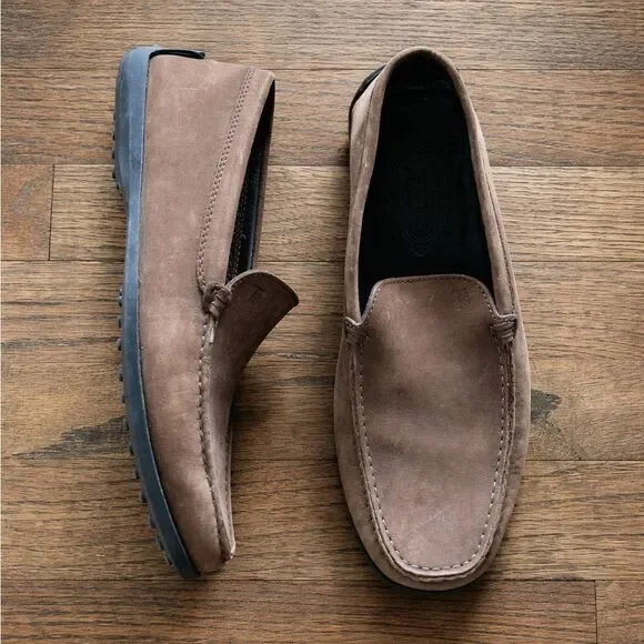 Tod’s brown leather driving shoes pebble rubber sole men’s size 8