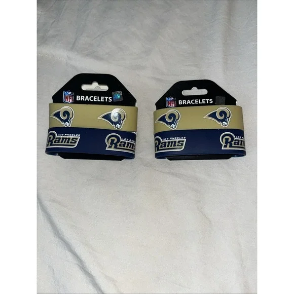 Los Angeles Rams 4 Pack Bracelet Wrist Bands Set Rubber PVC Type FREESHIP