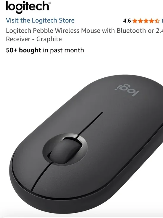 Logitech Pebble Wireless Mouse with Bluetooth or 2.4 GHz Receiver - Graphite.