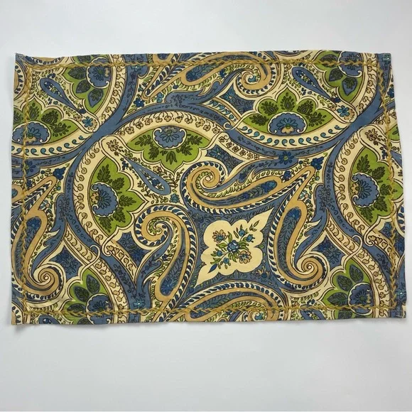 April Cornell Placemats 4 Paisley Floral Table‎ Linens Green Blue Dining Room