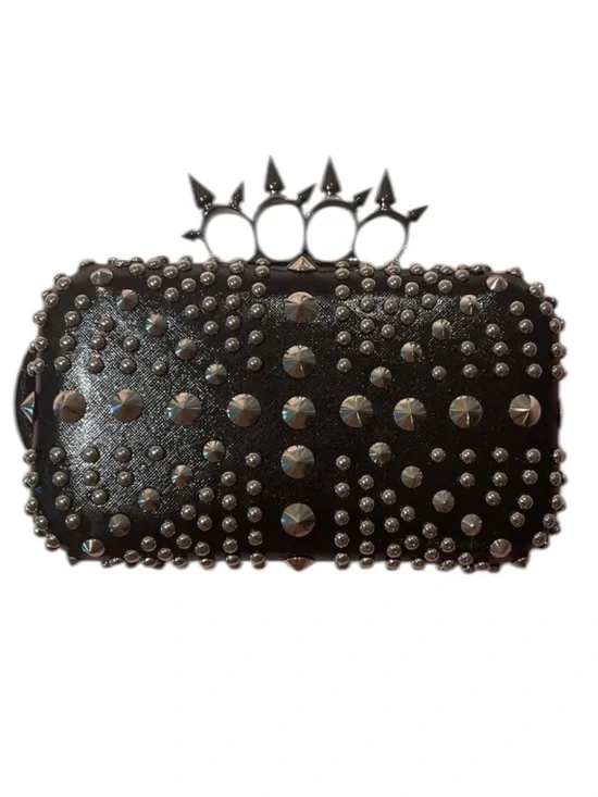 Black Studded Spike Knuckle Ring Bag