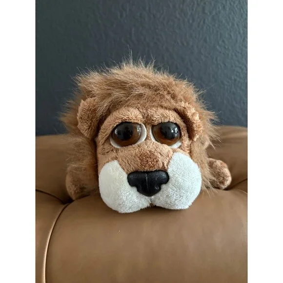 Vintage Russ Berrie Carnie Lion Brown Shaggy Mane Big Eyes Plush Toy Item 23463