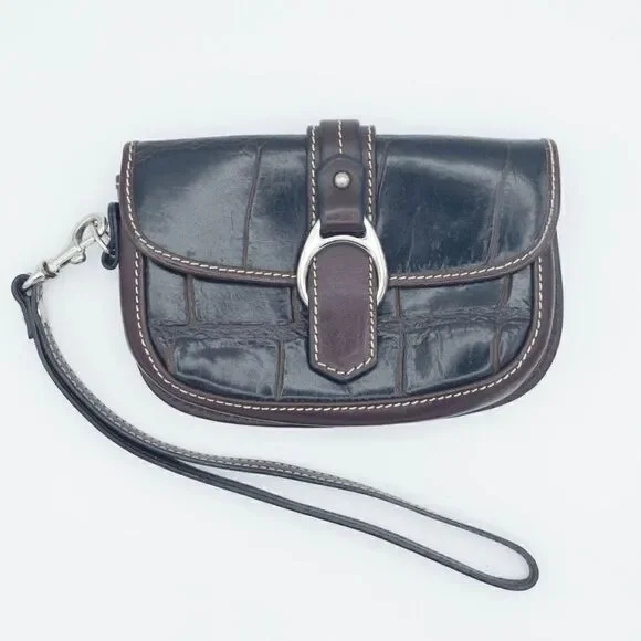 Dooney and Bourke Black/Brown Leather Wristlet