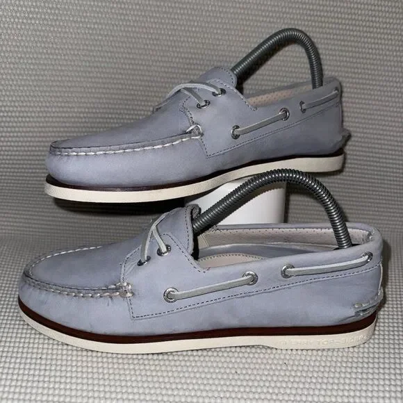 Sperry Gold Cup 2-Eye Baby Blue Leather Slip On Boat Shoes Men’s Size 7.5