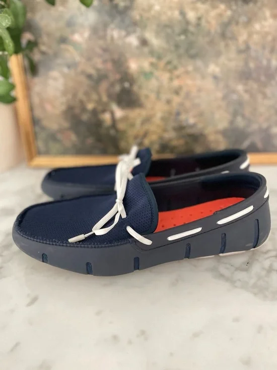 SWIMS Loafers Preppy Navy Blue Boat Shoes Yachting Beach Pool