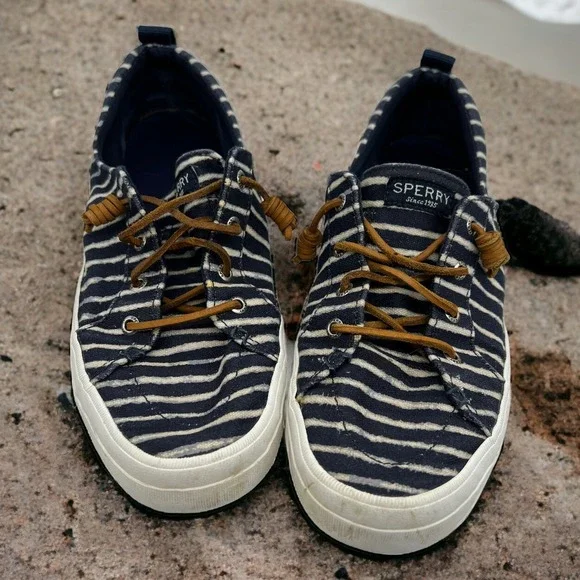 Sperry Blue White Stripe Top-sider Deck Boat Shoes Women‎ 9.5 Preppy Coastal