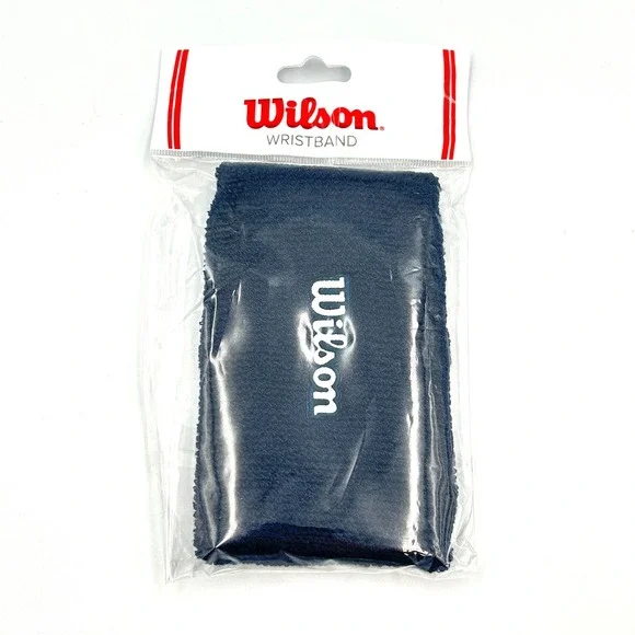 Wilson Wristband Unisex Navy Blue Cotton Athletic Tennis Pickleball Sweatband