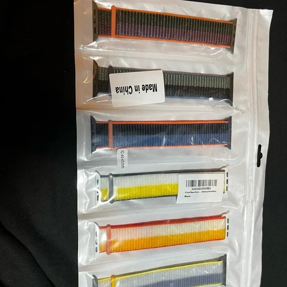 6 Pack Sport‎ Loop Watch Bands Nylon Fabric For Apple Watch 42 44 45mm