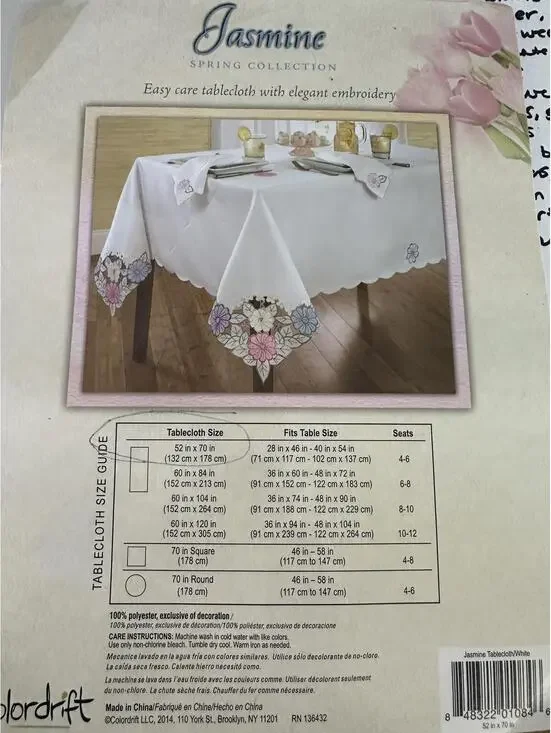 VTG Spring Tablecloth 51x69 Pink Purple Floral Applique Cottagecore Farmhouse