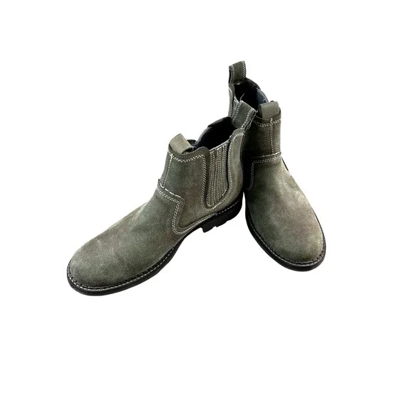 Skechers Gray Suede Chelsea Ankle Boots Pull On Elastic Side‎ Size 9,5