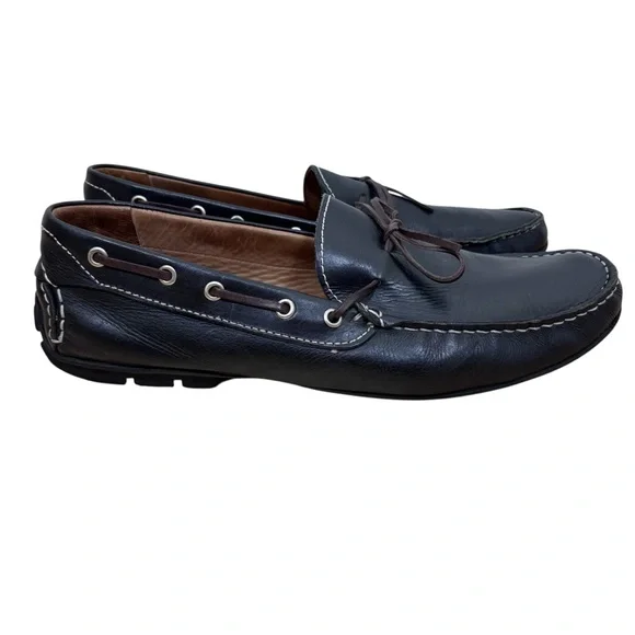 Peter Millar Black‎ Leather Driving Loafers Preppy