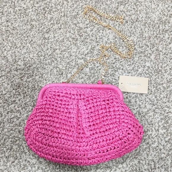 D'margeaux New York Fushia Woven Handbag Gold Chain Purse NWT