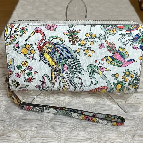 Tory Burch RARE Emerson Paradise Floral Zip Wallet / Wristlet