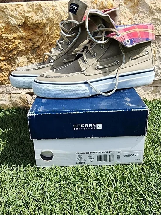 Sperry Bahama Boot Olive Canvas High-Top Sneakers