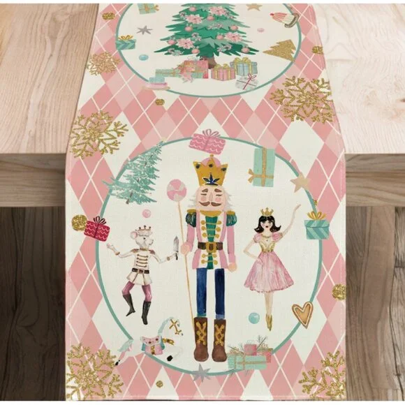 Nutcracker Table Runner Christmas Decor Holiday Decoration Decorative Cloth 108