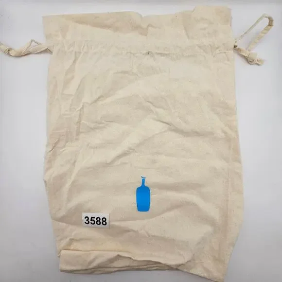 BLUE BOTTLE COFFEE COTTON DRAWSTRING STORAGE BAG NATURAL CANVAS TOTE POUCH 12X15