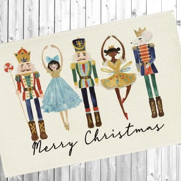 Nutcracker Table Placemats Xmas Christmas Decor Holiday Decorations Gift Set 4