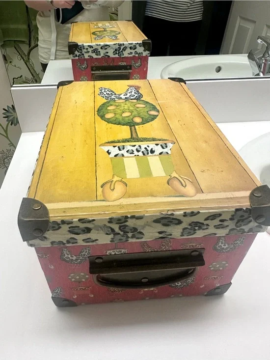 Decorative Storage Box in Yellow & Red