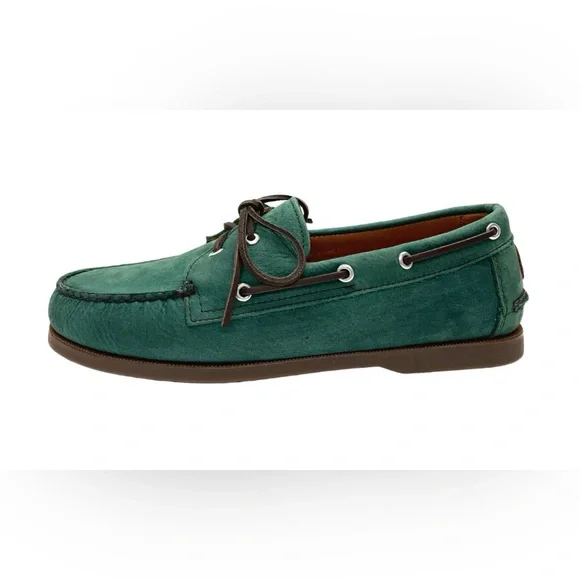 Just Like Sebago’s Froats Men's Green Leather W/Brown Rubber Soles Boat Shoes