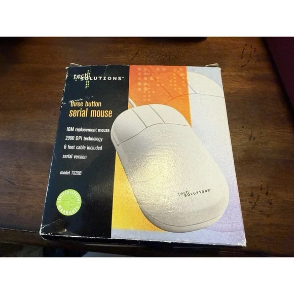 VTG IBM Replacement Mouse Tech Solutions TS29B 3 Button Serial Mouse 1998
