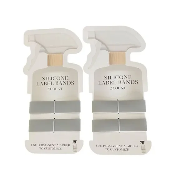 Silicone Label Bands – Light Gray (2 Pack) – Writable Reusable Bottle Bands