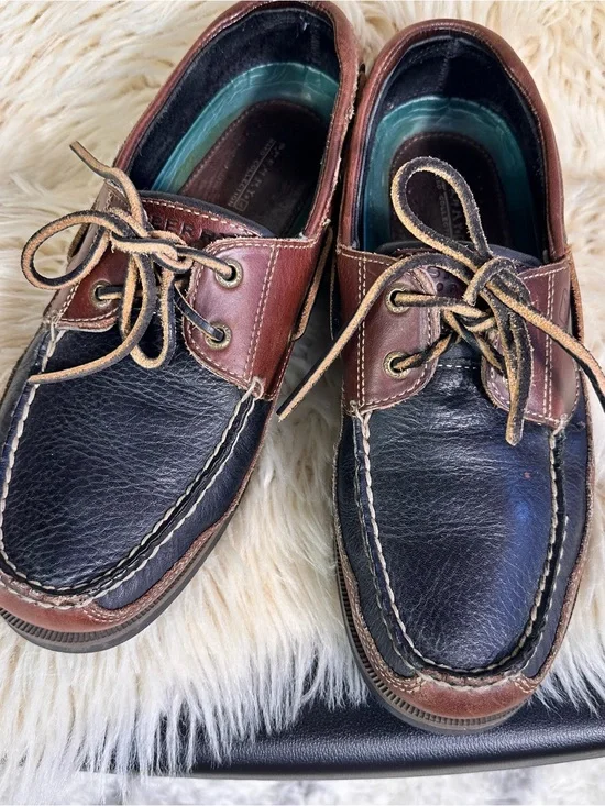 Sperry Two-Tone Leather Boat Shoes in Black & Brown