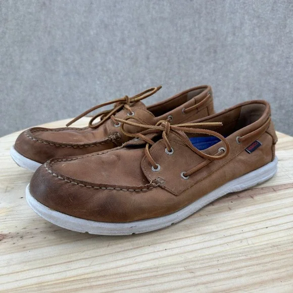 Sebago Litesides Mens 13W Brown Leather Boat Shoes Moc Toe Casual Deck‎