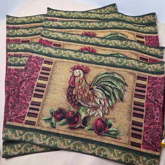 Rooster & Apples‎ Tapestry Placemats (8) Country Farmhouse Kitchen Decor
