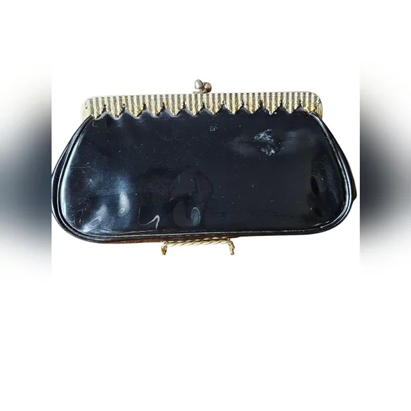 Elegant Black Clutch with Gold Accents
