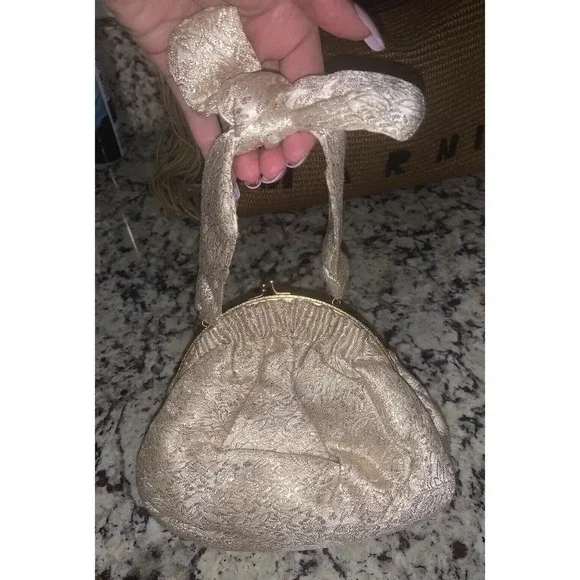 Claire Paris / New York Brocade Mini Vintage Bow Purse Handmade holiday glam