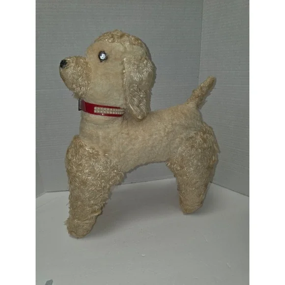 vintage mid-century mohair stuffed poodle toy 1950s