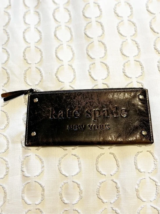 Vintage Y2K Kate Spade Distressed Leather Wallet Wristlet Brown