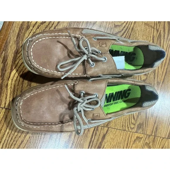 Sperry Top-Sider Mens Leather Mesh Boat ShoesBrown Tan Barefoot Ride 4.0 Loafers