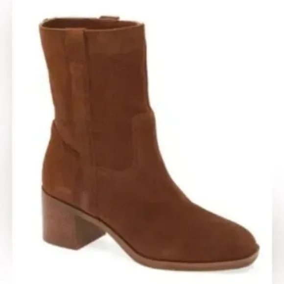 Steve Madden Pull Slip on Brown/Tan Suede Leather Mid-Ankle Boots(Size 6M)