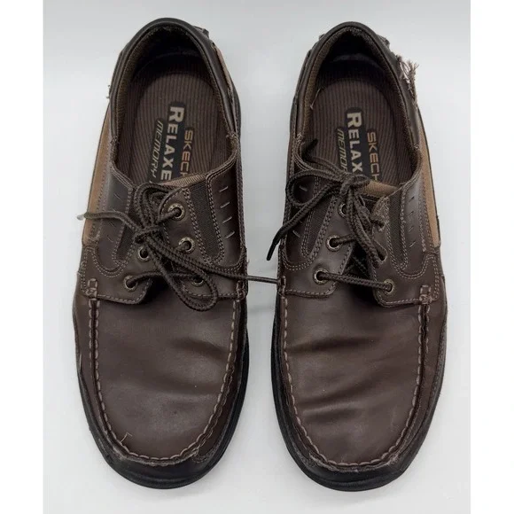 Skechers Shoes Men's Sz 11 Brown Expected Gembel Relaxed Fit Leather Boat Memory