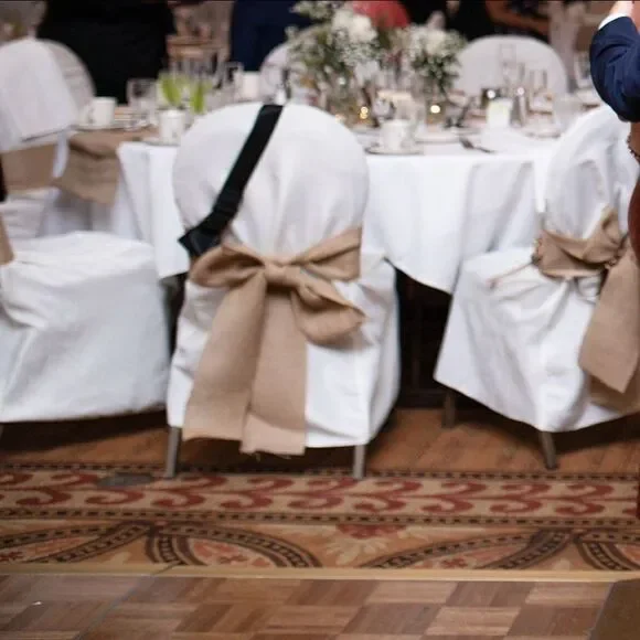 28 Burlap Jute Chair Sash Bow for Parties Weddings Events Approx 6”x 7.5’