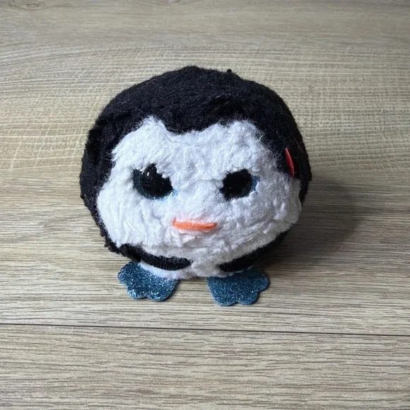 Ty Puffies Waddle Penguin Plush Sparkle Beanie‎ Boos Round Cute Black White Soft
