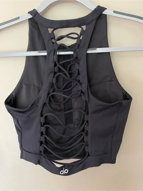 ALO Open Back Corset Style Strappy Tank Sports Bra Size Medium
