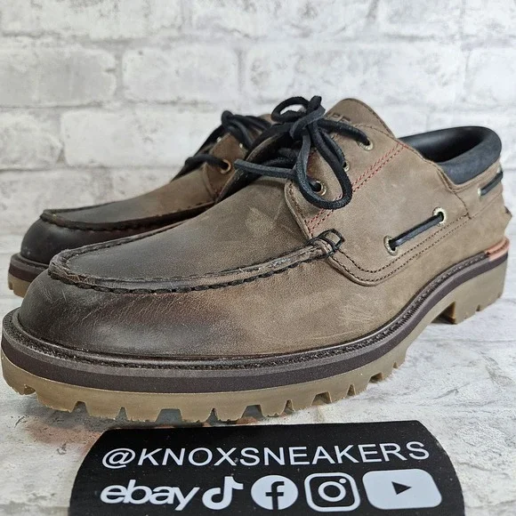 Sperry Authentic Original Lug 3-Eye Brown Leather Boat STS25156 Men's Size 11.5