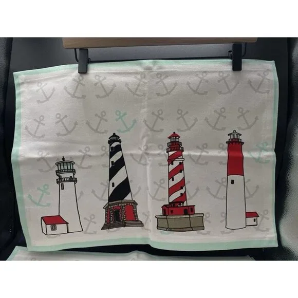 Set of 4 Shard Lighthouse Nautical Cotton Placemats 19.5” x 14.5” Coastal Beach