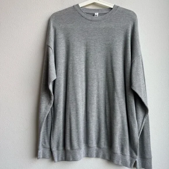 Alo Yoga Soho Oversized Crewneck Pullover Sweatshirt Women's Size Small Gray