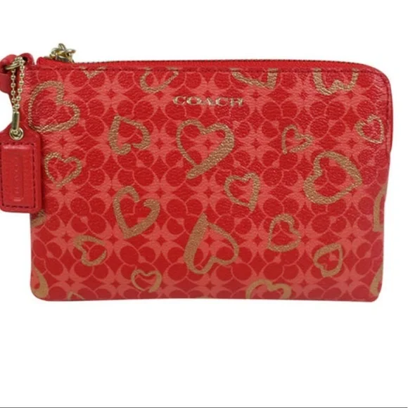 Coach heart wristlet