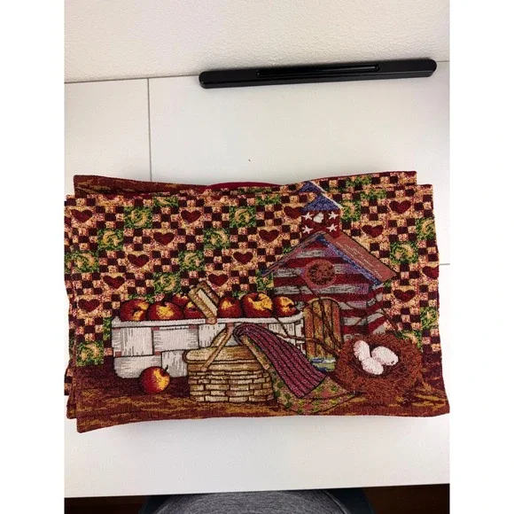 Vintage Americana Apples Farmhouse Rustic Country Woven Placemats‎ Set of 8