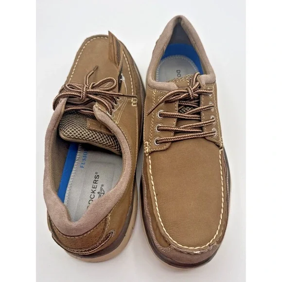 Dockers Men Brown Lace Up‎ Boat Shoes Size 9.5 Tan Laces Fusion Footbed
