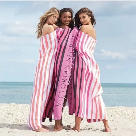 Victoria’s Secret Fringe 50X60 Cotton Beach Blanket NEW