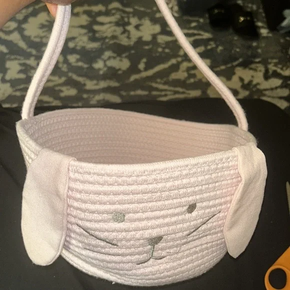 NWT Large Pink Bunny w/Ears Basket