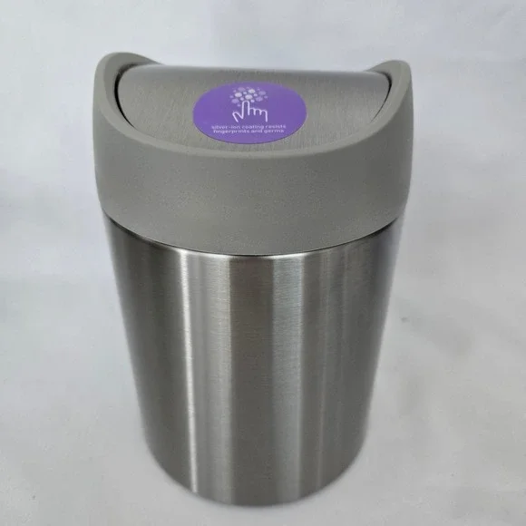 simplehuman Countertop Trash Can 1.5L Silver Brushed Stainless Swing Lid NEW