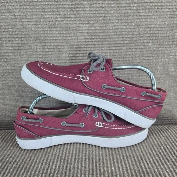Polo Ralph Lauren Mens 9D Burgundy Canvas Lander P Boat Shoe Sneakers